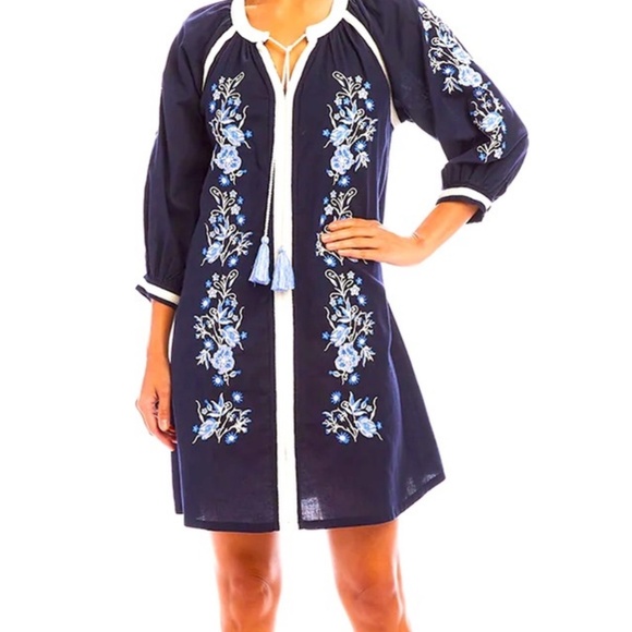 Karen Kane Embroidered Peasant Dress - Picture 1 of 13